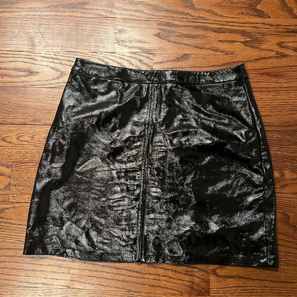 Free press patent black mini skirt